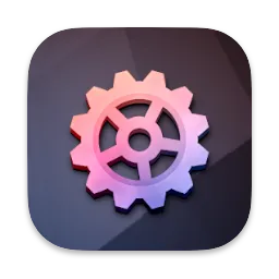 Actions For Obsidian app icon, a rose cogwheel on a glossy black background